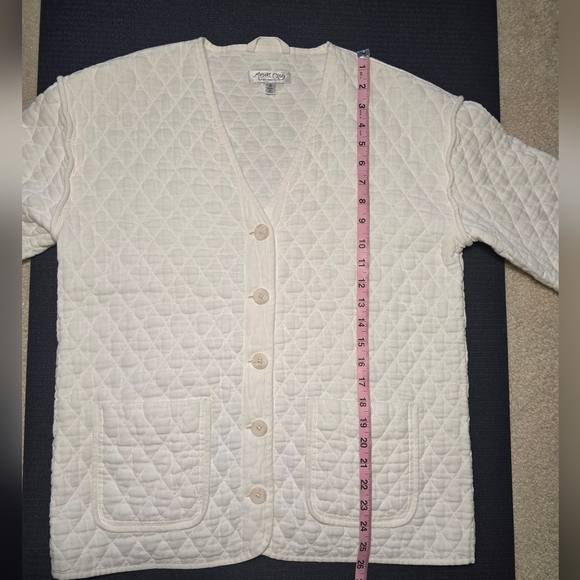 Margaret O'leary Quilted Cotton Jacket in Ivory Size Small - Picture 6 of 9